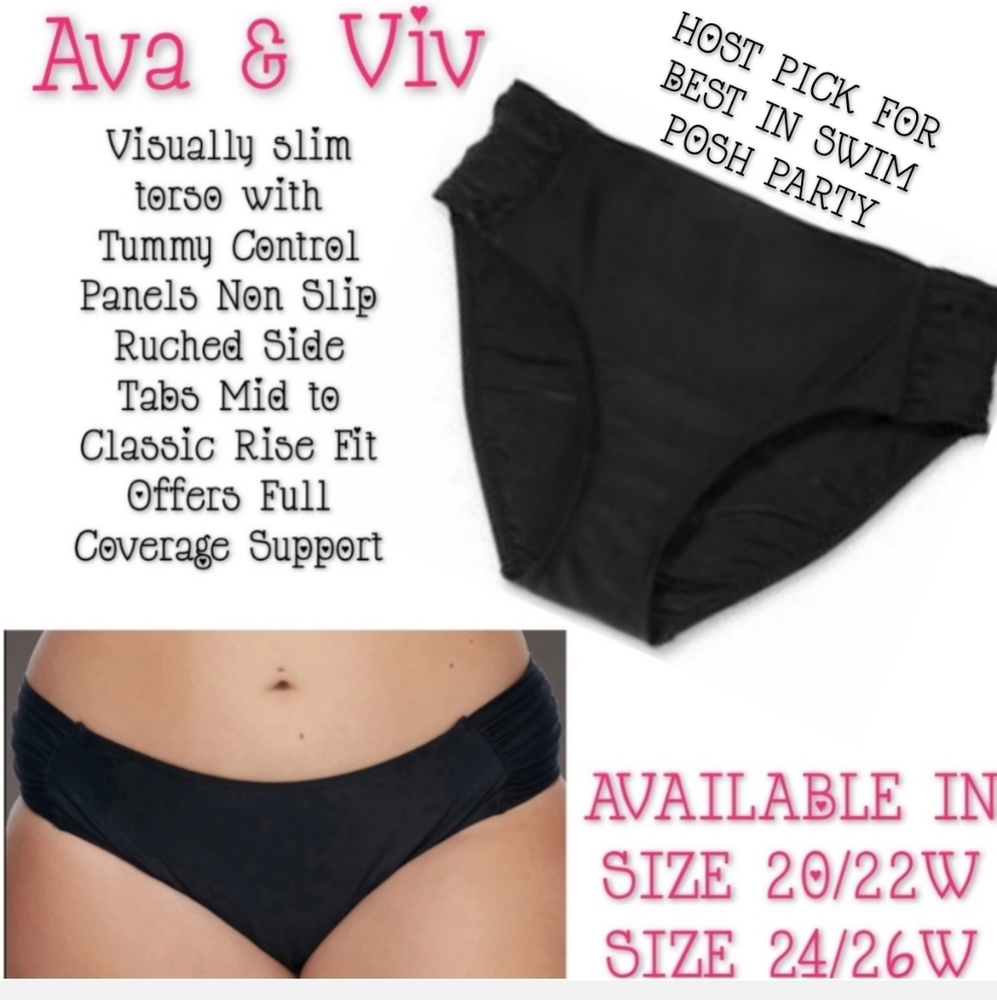 Ava & Viv Swim Bottoms Size 20W/22W Ruched NWT